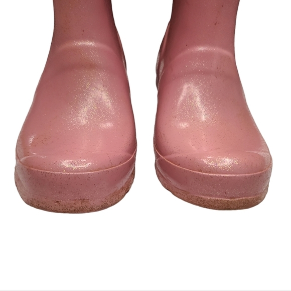 Hunter Light Pink Shimmer Tall Rain Boots Girls 3 - Picture 4 of 13